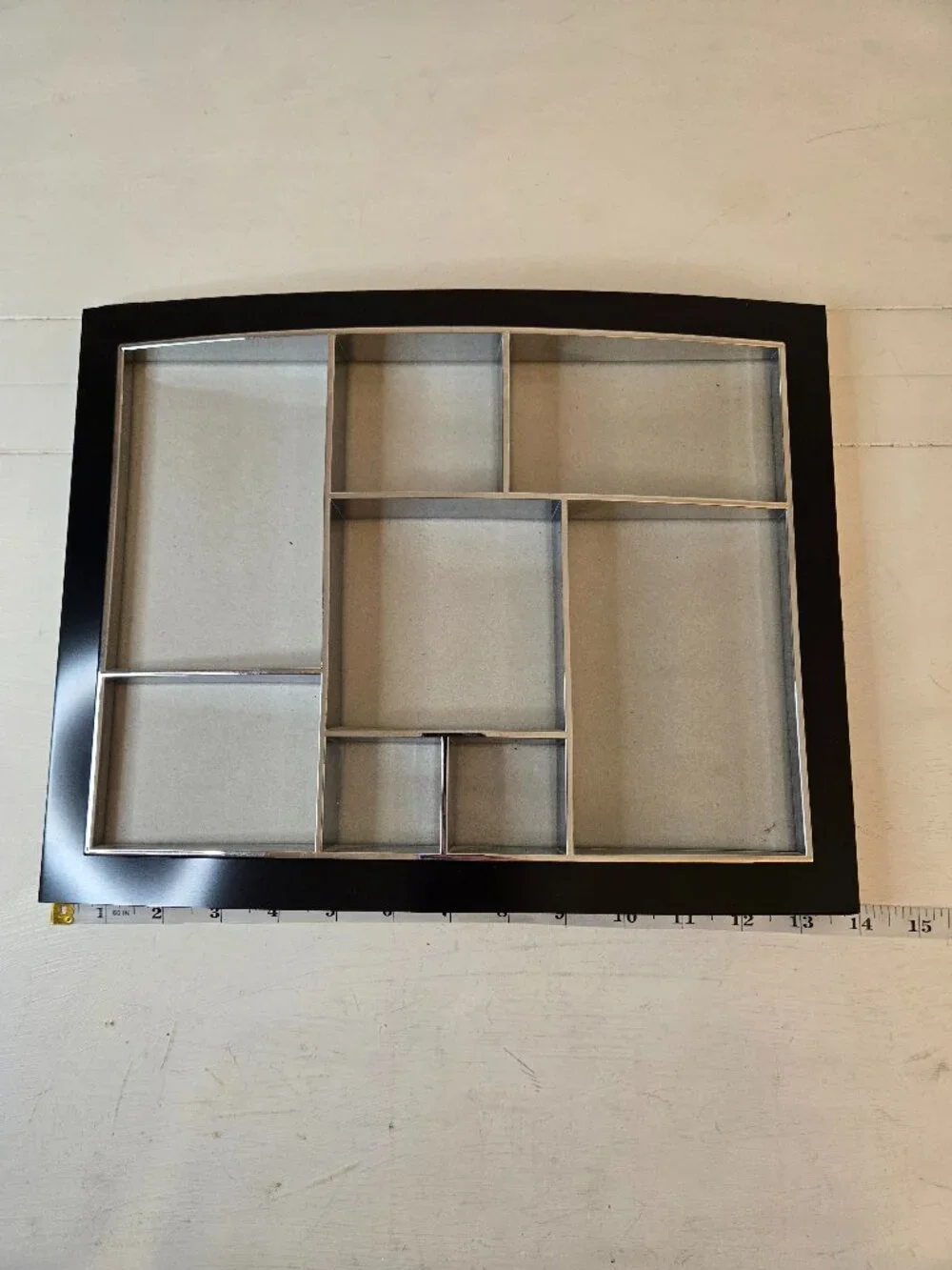 Curved Shelf Multi Photo Frame 13.75 X 10.75 Black and Silver NWOT